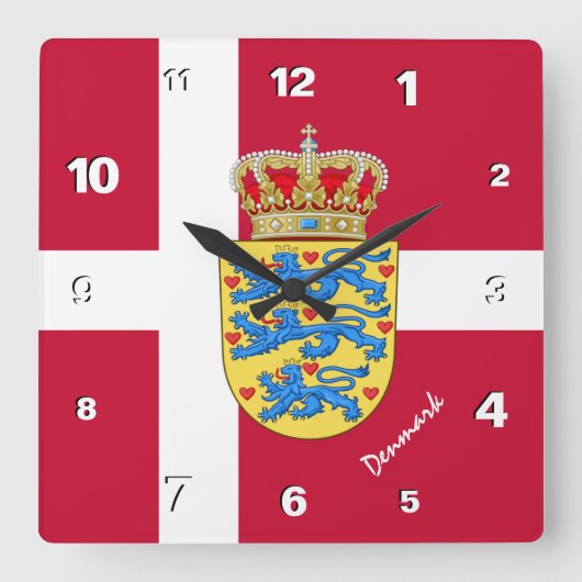 Dänemark Uhr, patriotische Zuhause, dänische Flagg Quadratische Wanduhr (Vorderseite)