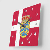 Dänemark Uhr, patriotische Zuhause, dänische Flagg Quadratische Wanduhr (Winkel)