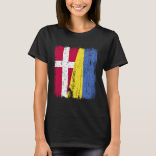 Dänemark Ukraine Halbe Flagge Dänisches Ukrainisch T-Shirt