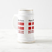 Dänemark und dänische Flagge Personalisiert Bierglas (Vorderseite Links)