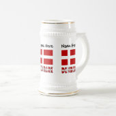 Dänemark und dänische Flagge Personalisiert Bierglas (VorderseiteRechts)