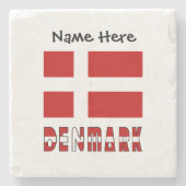 Dänemark und dänische Flagge Personalisiert Steinuntersetzer (Vorderseite)