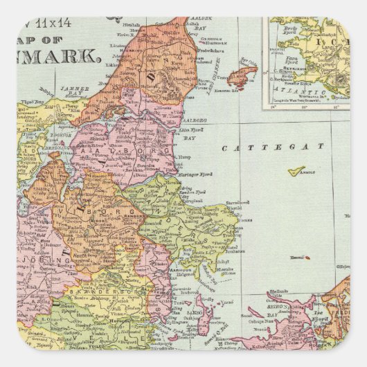 Dänemark und Island Quadratischer Aufkleber (Vorderseite)