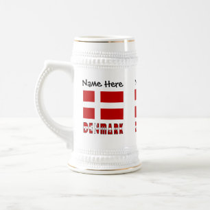 Dänemark und personalisierte dänische Flagge  Bierglas