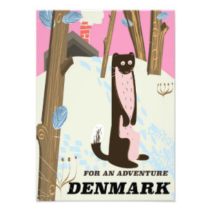 Dänemark Vintage-Cartoon-Landschaft-Reiseposter Fotodruck