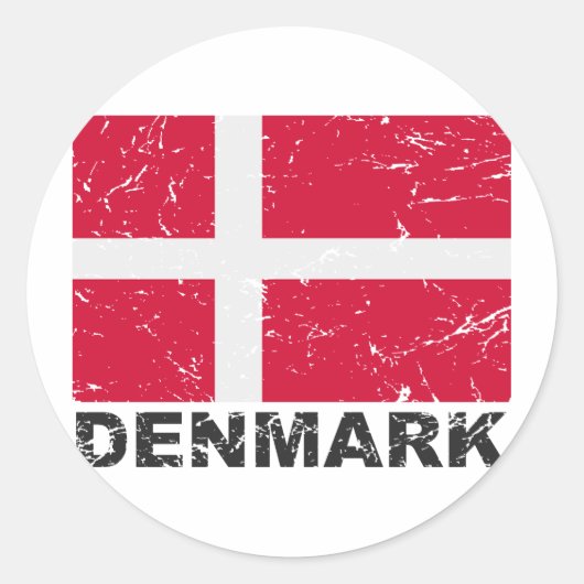 Dänemark Vintage Flagge Runder Aufkleber (Vorderseite)