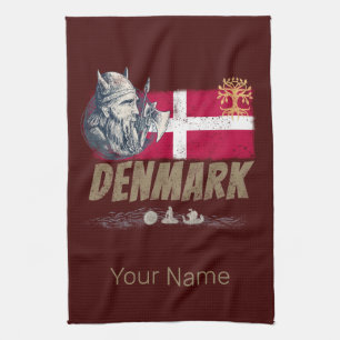 Dänemark Vintage-Flagge Wikinger und Schiff Souven Geschirrtuch