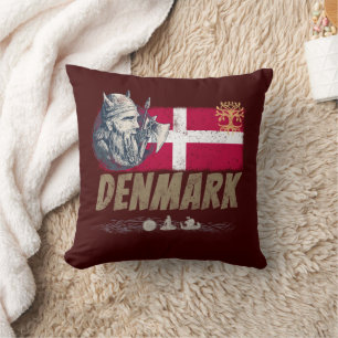Dänemark Vintage-Flagge Wikinger und Schiff Souven Kissen