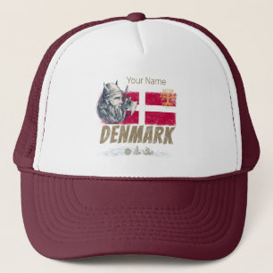 Dänemark Vintage-Flagge Wikinger und Schiff Souven Truckerkappe