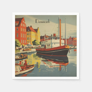Dänemark Vintage-Reiseposter individuell anpassbar Serviette