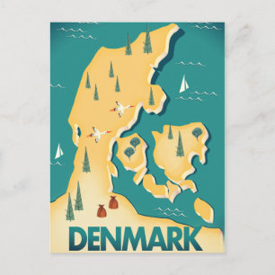 Dänemark Vintage-Stil Karte Reiseposter