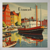 Dänemark Vintage Travel Poster kundenspezifisch (Vorne)