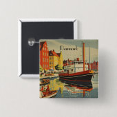 Dänemark Vintage Travel Poster kundenspezifisch Button (Vorne & Hinten)