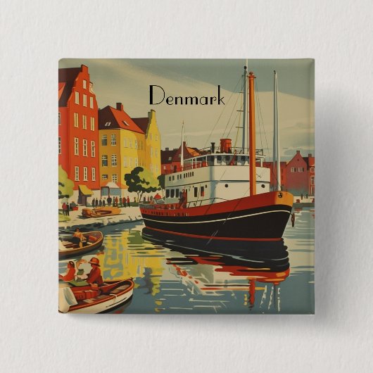 Dänemark Vintage Travel Poster kundenspezifisch Button (Vorderseite)