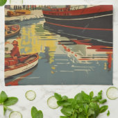 Dänemark Vintage Travel Poster kundenspezifisch Geschirrtuch (Gefaltet)