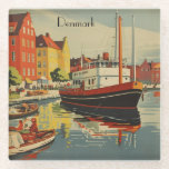 Dänemark Vintage Travel Poster kundenspezifisch Glasuntersetzer<br><div class="desc">Dänisches Reiseplakat,  um Ihrer Zuhause ein nordisches Gefühl zu geben</div>