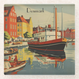 Dänemark Vintage Travel Poster kundenspezifisch Glasuntersetzer