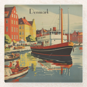 Dänemark Vintage Travel Poster kundenspezifisch Glasuntersetzer