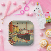 Dänemark Vintage Travel Poster kundenspezifisch Pappteller (Party)