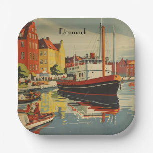 Dänemark Vintage Travel Poster kundenspezifisch Pappteller
