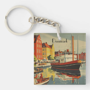 Dänemark Vintage Travel Poster kundenspezifisch Schlüsselanhänger