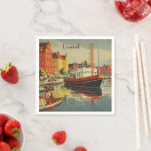 Dänemark Vintage Travel Poster kundenspezifisch Serviette (Beispiel)