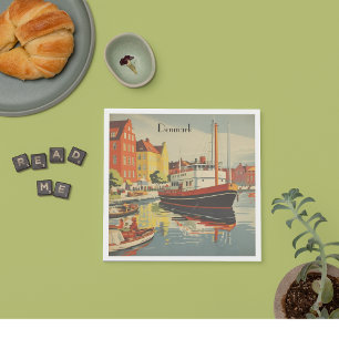 Dänemark Vintage Travel Poster kundenspezifisch Serviette
