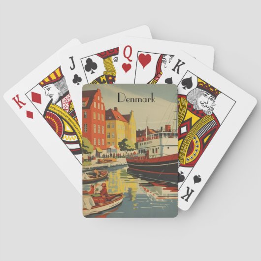 Dänemark Vintage Travel Poster kundenspezifisch Spielkarten (Rückseite)