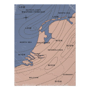 Dänemark Vintage Wettervorhersage Poster