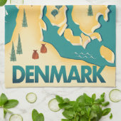 Dänemark Vintager Reiseplan Geschirrtuch (Gefaltet)