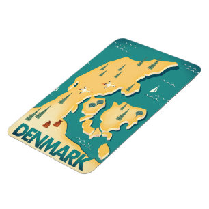 Dänemark Vintager Reiseplan Magnet