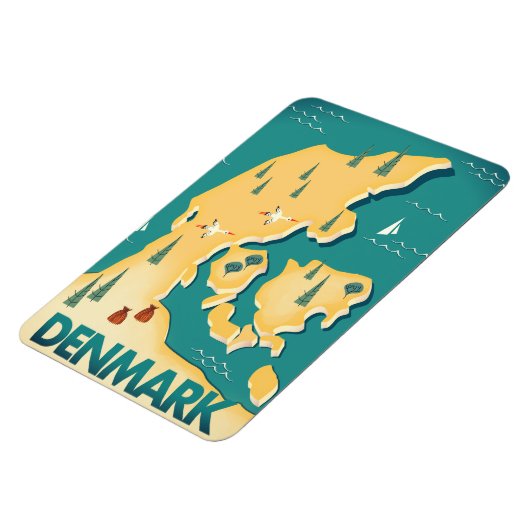 Dänemark Vintager Reiseplan Magnet (Linke Seite)
