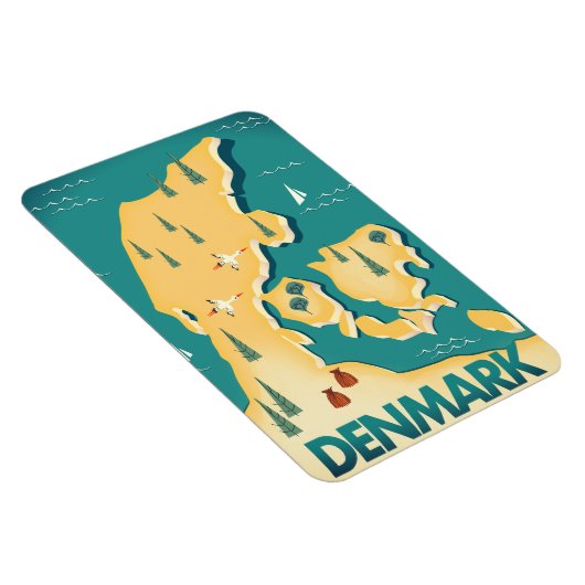 Dänemark Vintager Reiseplan Magnet (Rechte Seite)