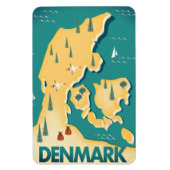 Dänemark Vintager Reiseplan Magnet (Vertikal)