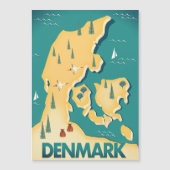 Dänemark Vintager Reiseplan Magnetkarte (Vorderseite)