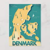Dänemark Vintager Reiseplan Postkarte (Vorderseite)