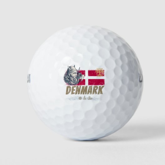 Dänemark - Vintages Flaggenvieren und Souvenir für Golfball (Vorderseite)