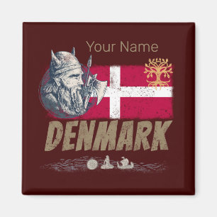 Dänemark - Vintages Flaggenvieren und Souvenir für Magnet