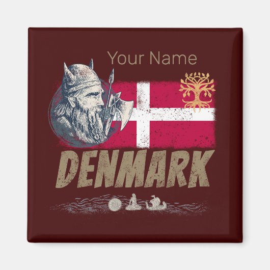 Dänemark - Vintages Flaggenvieren und Souvenir für Magnet (Vorne)