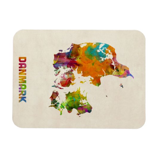 Dänemark Wasserfarbkarte Magnet (Horizontal)