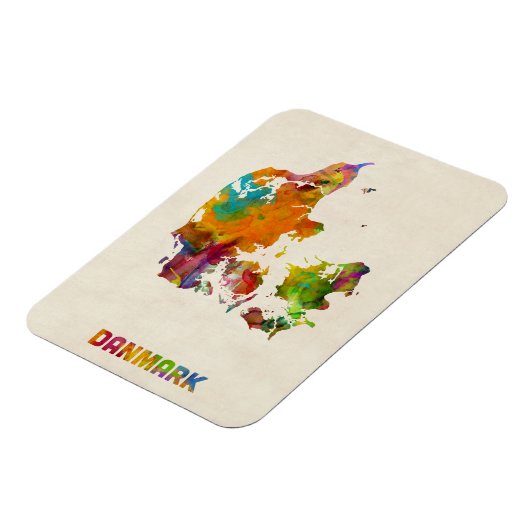 Dänemark Wasserfarbkarte Magnet (Linke Seite)