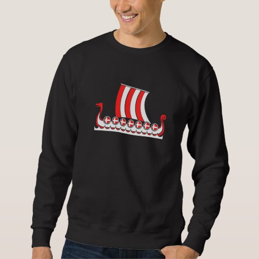 Dänemark Wikinger-Schiff  Dänische Flagge Drachenb Sweatshirt (Vorderseite)