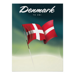 Dänemark "Zum Skifahren" Reiseposter Poster