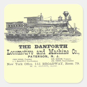 Danforth Lokomotive and Machine Company 1852 Quadratischer Aufkleber