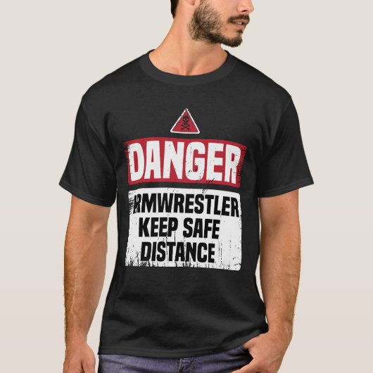 Danger Armwrestling Funny Vater Gift T-Shirt (Vorderseite)