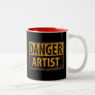 DANGER ARTIST signalisiert Metallwarnung Zweifarbige Tasse