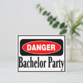 Danger Bachelor Party Postkarte (Stehend Vorderseite)