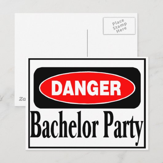 Danger Bachelor Party Postkarte (Vorne/Hinten)