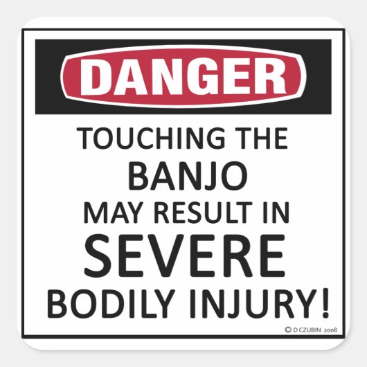 Danger Banjo Quadratischer Aufkleber (Vorderseite)