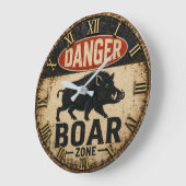 Danger Boar Zone Funny Wild Boar Hunter Gift Große Wanduhr (Winkel)